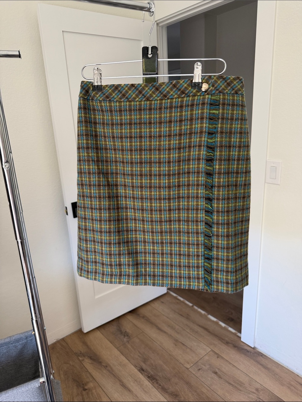 Talbots Multicolor Plaid Mini Skirt with Side Trim